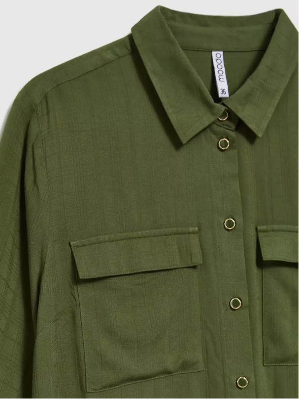 Moodo Блуза в цвят каки с джобове и дълги ръкави Moodo