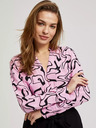 Moodo Розова блуза с дълъг ръкав и геометричен десен Moodo