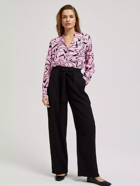 Moodo Розова блуза с дълъг ръкав и геометричен десен Moodo