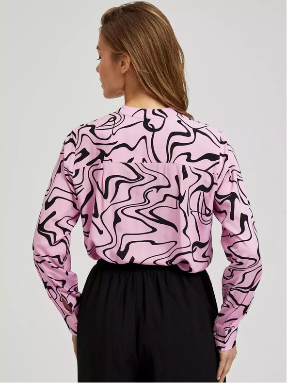 Moodo Розова блуза с дълъг ръкав и геометричен десен Moodo