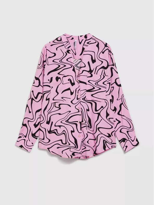 Moodo Розова блуза с дълъг ръкав и геометричен десен Moodo