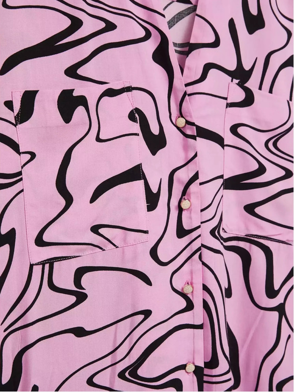 Moodo Розова блуза с дълъг ръкав и геометричен десен Moodo