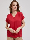 Moodo Червена блуза с V-образно деколте и къси ръкави Moodo