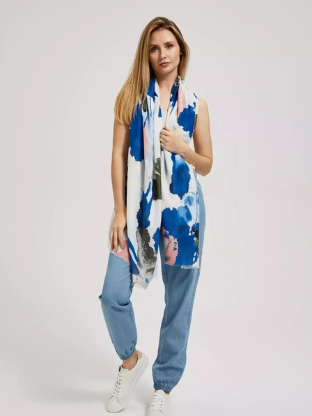 Moodo Син летен шал с шарка Moodo