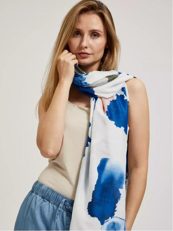 Moodo Син летен шал с шарка Moodo