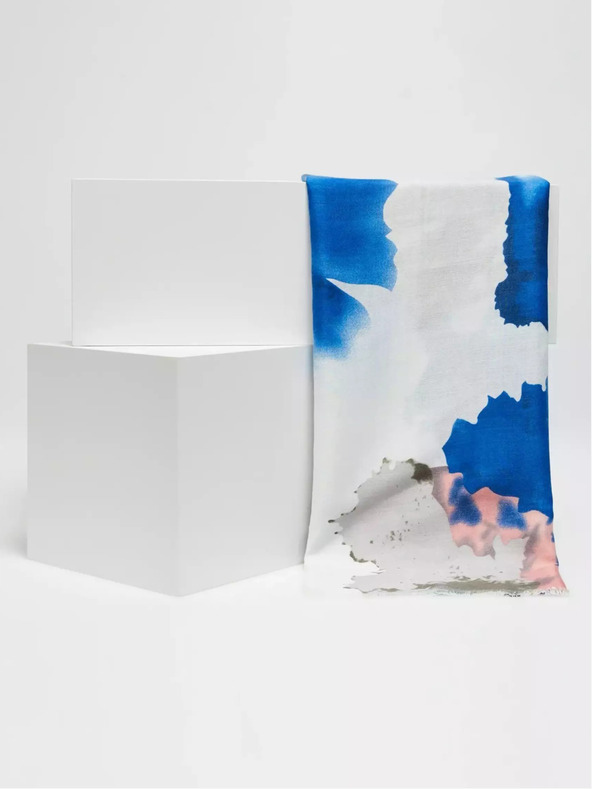 Moodo Син летен шал с шарка Moodo