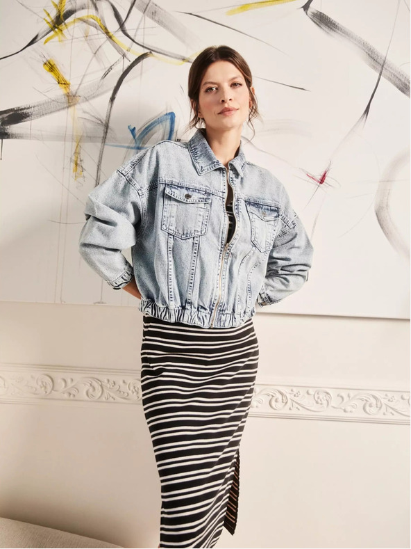 Moodo Светлосиньо дънково яке с цип Moodo