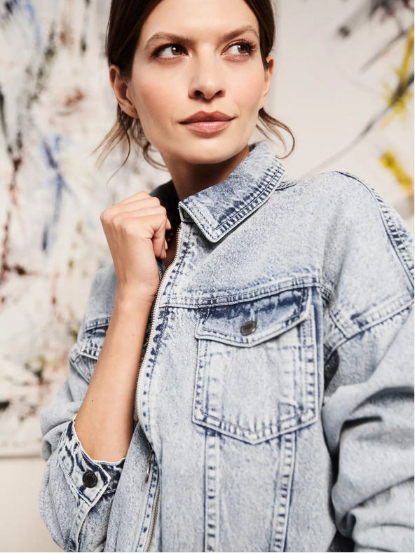 Moodo Светлосиньо дънково яке с цип Moodo