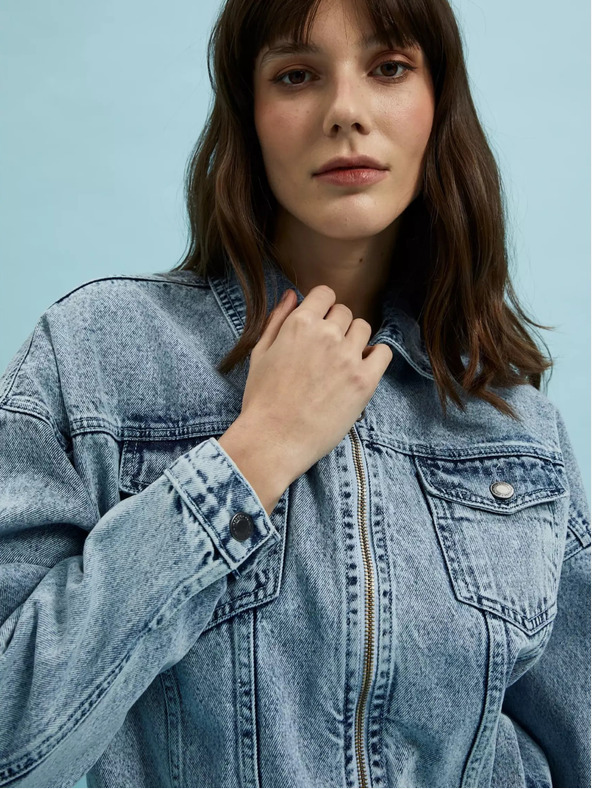 Moodo Светлосиньо дънково яке с цип Moodo