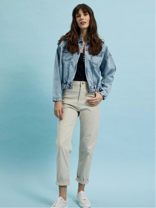 Moodo Светлосиньо дънково яке с цип Moodo