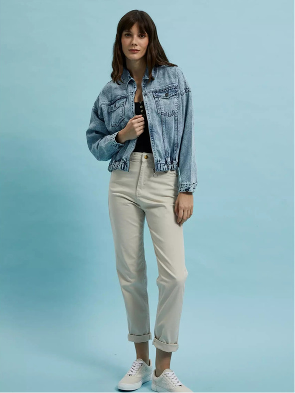 Moodo Светлосиньо дънково яке с цип Moodo