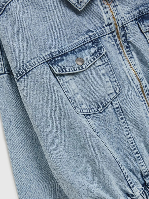 Moodo Светлосиньо дънково яке с цип Moodo