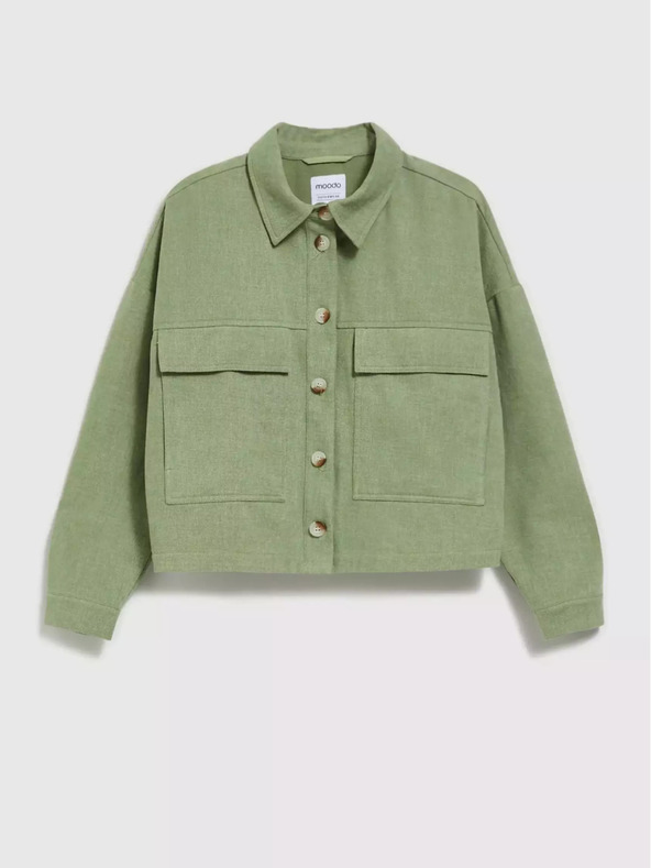 Moodo Маслиненозелено яке с джобове и яка Moodo