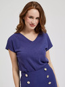 Moodo Лилава тениска с V-образно деколте Moodo