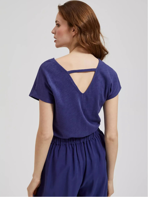 Moodo Лилава тениска с V-образно деколте Moodo