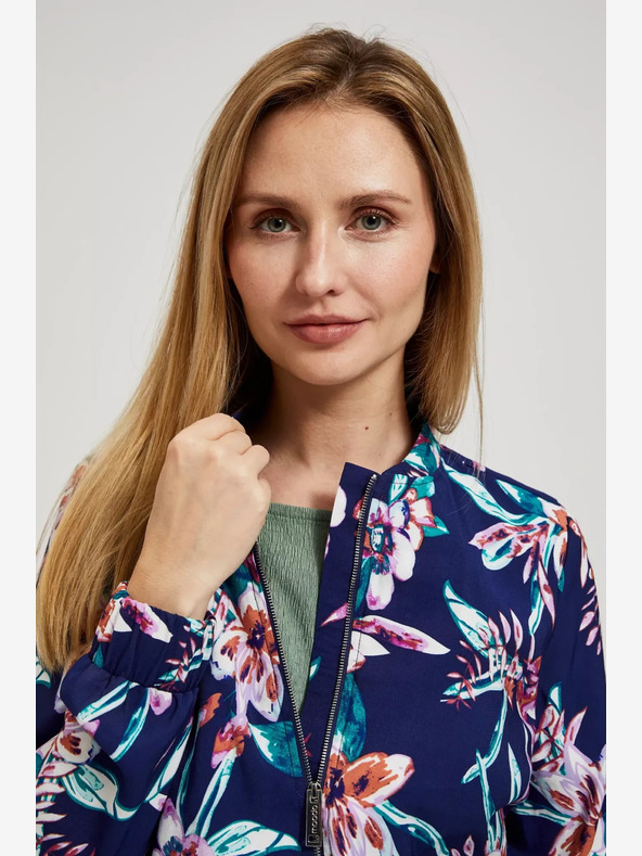 Moodo Тъмносин бомбър с флорален принт Moodo