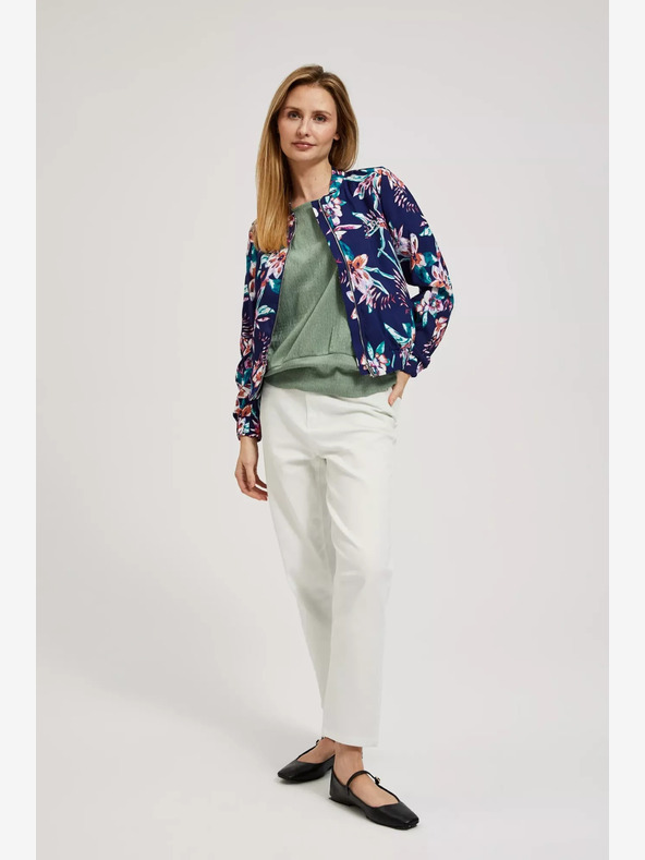 Moodo Тъмносин бомбър с флорален принт Moodo