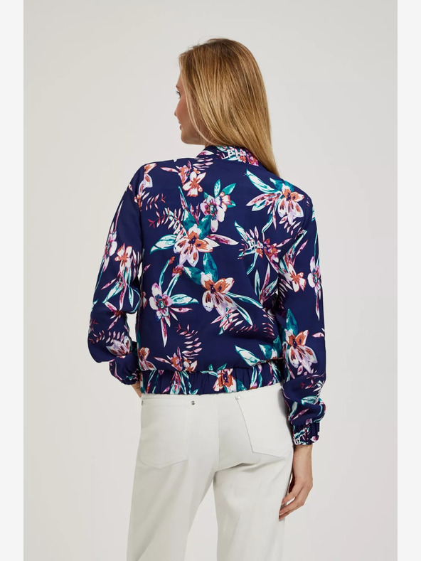 Moodo Тъмносин бомбър с флорален принт Moodo