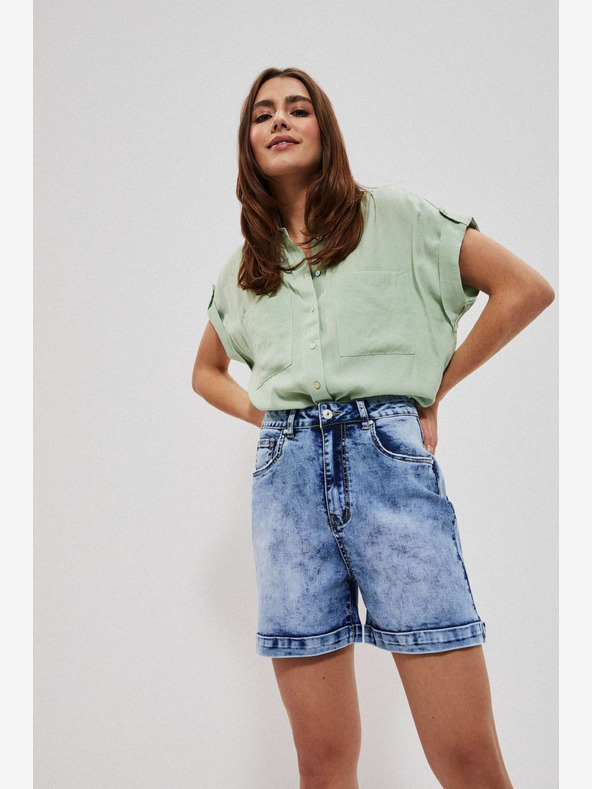 Moodo Сини дамски къси панталони от деним Moodo