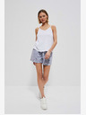 Moodo Бяло и синьо дамски раирани къси панталони Moodo