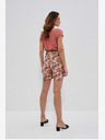 Moodo Бежови дамски къси панталони с флорални мотиви Moodo