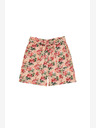 Moodo Бежови дамски къси панталони с флорални мотиви Moodo