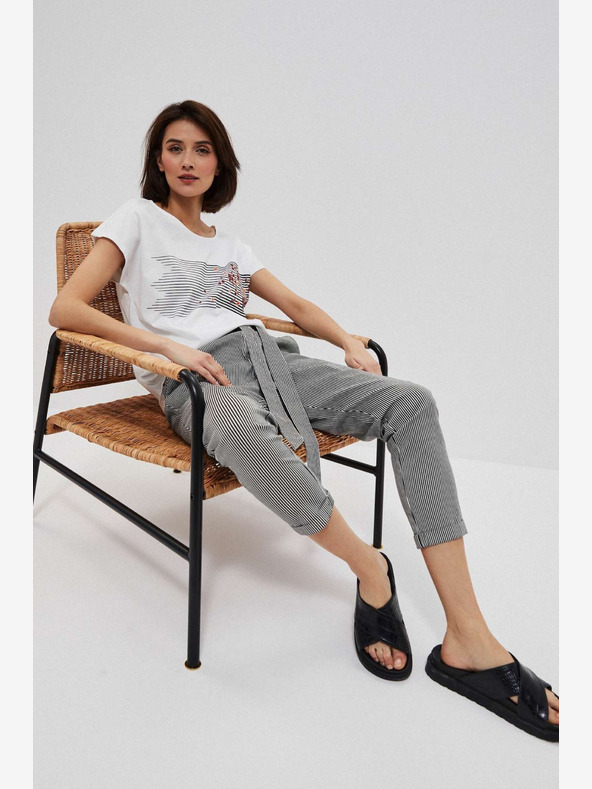 Moodo Черно-бели дамски панталони на райета Moodo