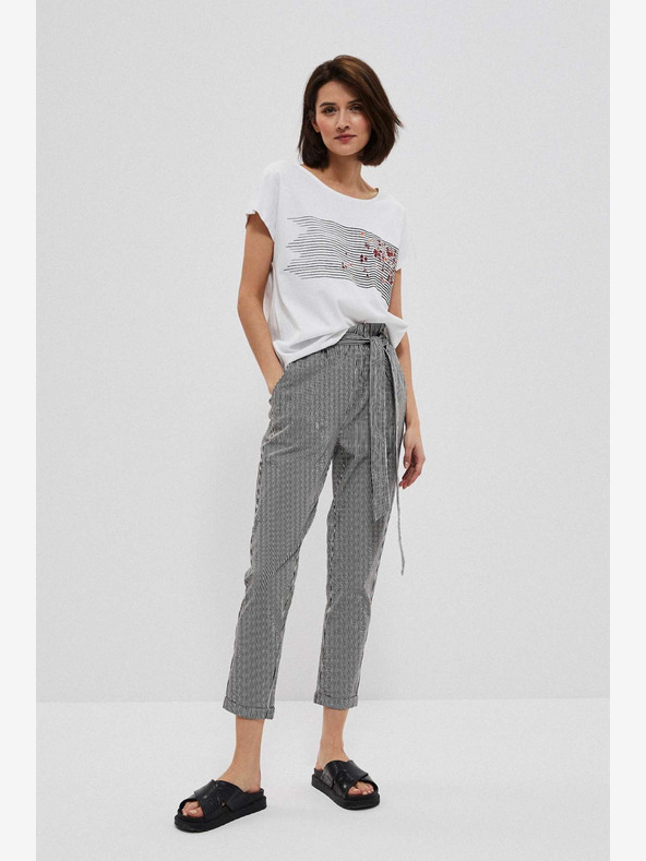 Moodo Черно-бели дамски панталони на райета Moodo