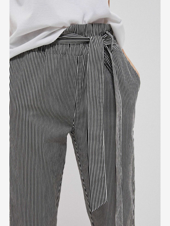 Moodo Черно-бели дамски панталони на райета Moodo