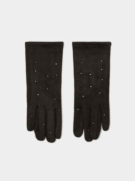 Moodo Черни дамски ръкавици с кристали Moodo