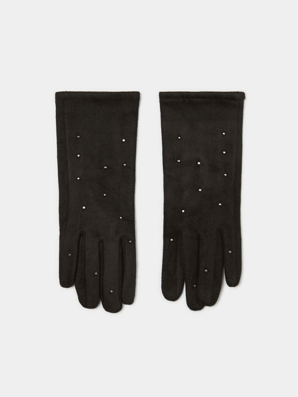 Moodo Черни дамски ръкавици с кристали Moodo