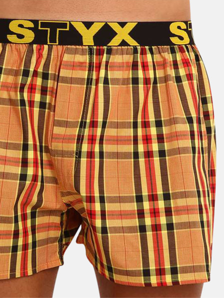 Styx Жълто-оранжеви мъжки карирани шорти Styx