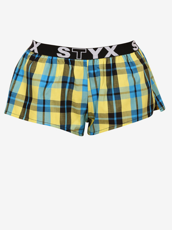 Styx Сини и жълти карирани дамски къси панталони Styx