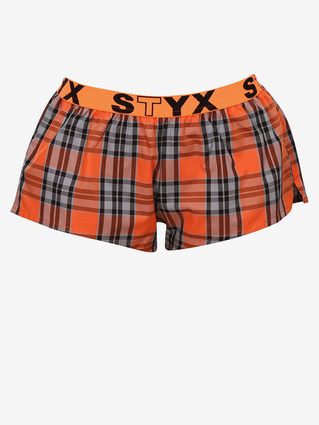 Styx Оранжеви дамски карирани къси панталони за сън Styx