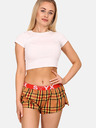 Styx Червено и оранжево дамски карирани къси панталони за сън Styx
