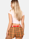 Styx Червено и оранжево дамски карирани къси панталони за сън Styx
