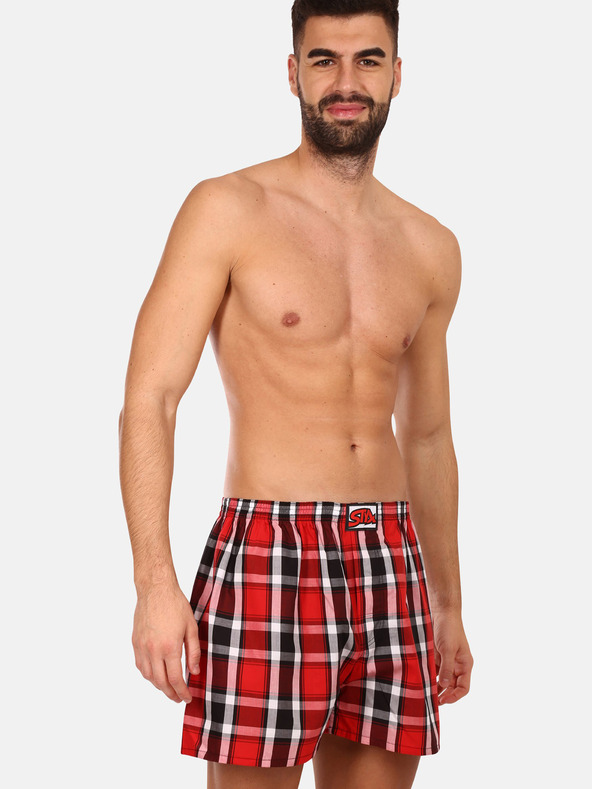 Styx Черно-червени мъжки карирани шорти Styx