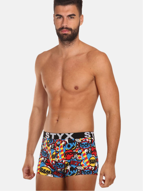 Styx Синьо-червени мъжки боксерки с шарка Styx art Poof