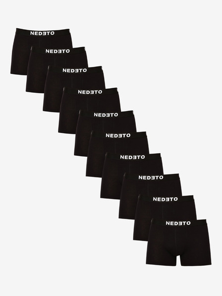 Nedeto Комплект от десет мъжки боксерки в черно Nedeto