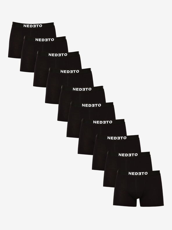 Nedeto Комплект от десет мъжки боксерки в черно Nedeto