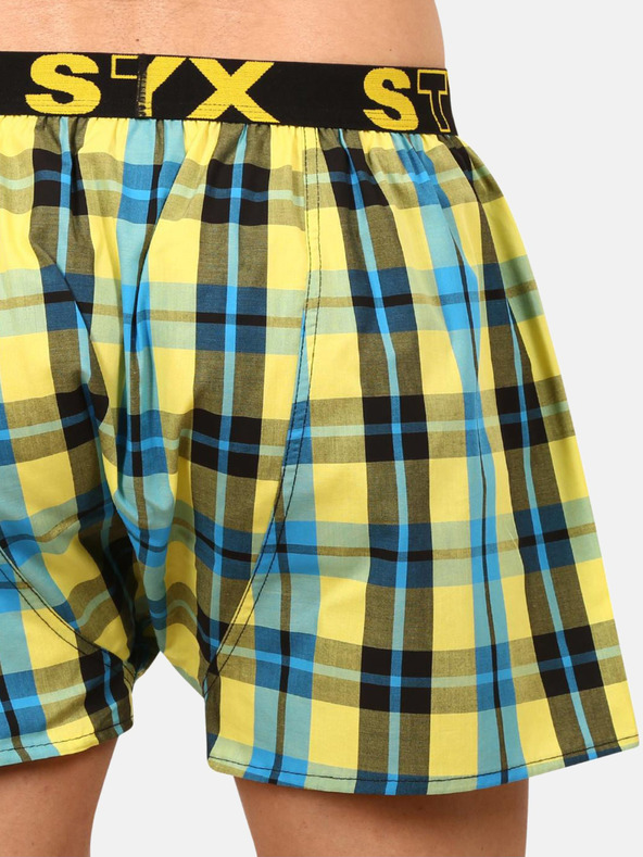 Styx Синьо-жълти мъжки карирани шорти Styx
