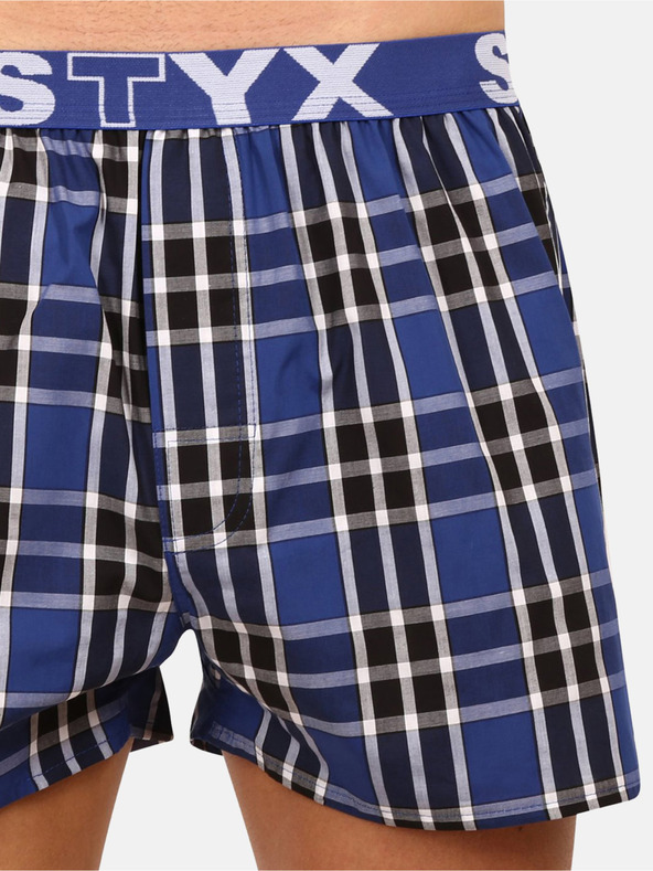 Styx Черно-сини мъжки карирани шорти Styx