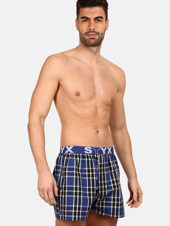 Styx Черно-сини мъжки карирани шорти Styx