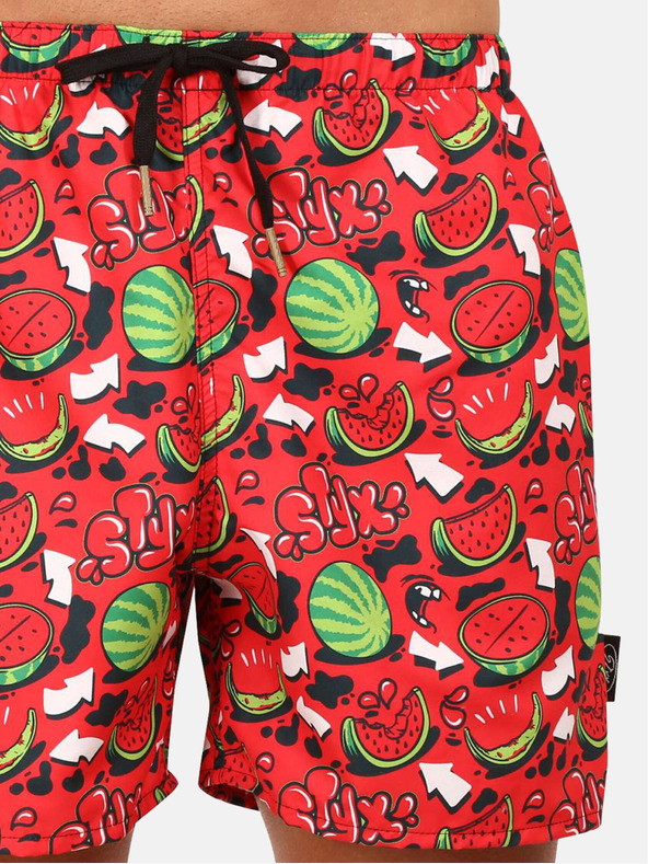 Styx Червен мъжки бански костюм с шарка Styx Melons