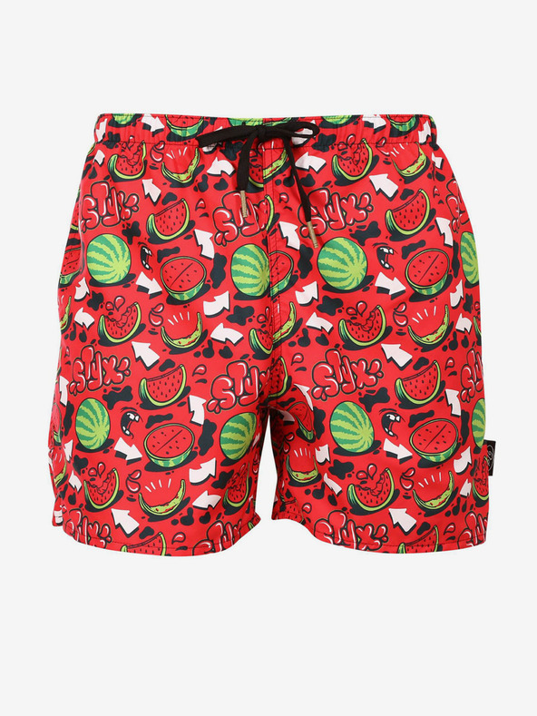 Styx Червен мъжки бански костюм с шарка Styx Melons