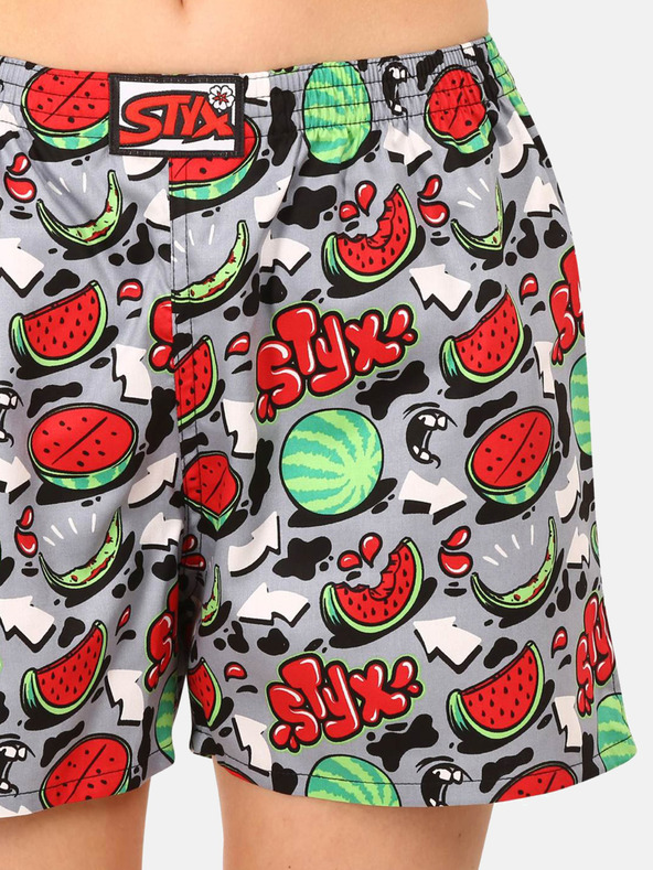 Styx Червени и сиви дамски шарени шорти за сън Styx Melons