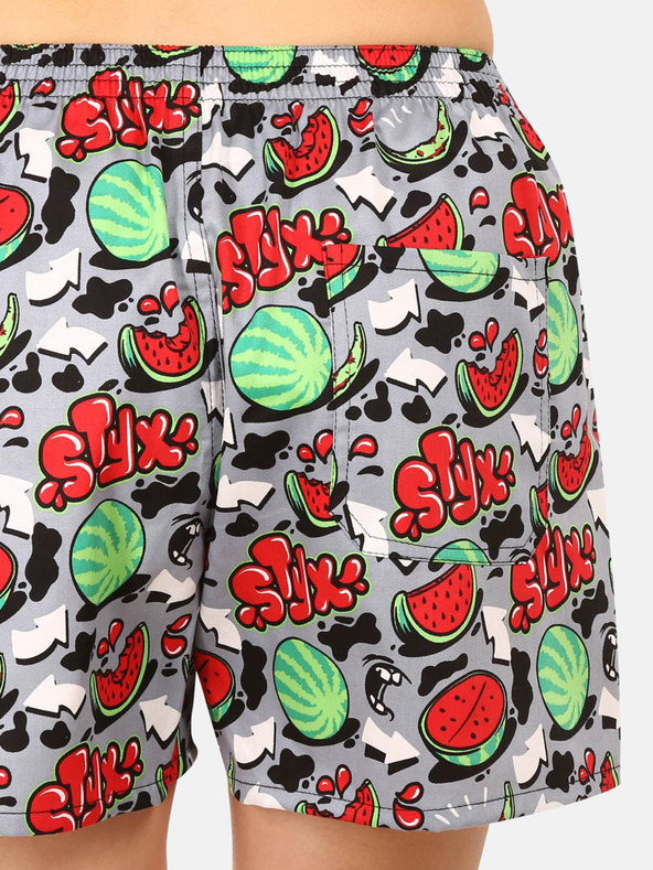 Styx Червени и сиви дамски шарени шорти за сън Styx Melons