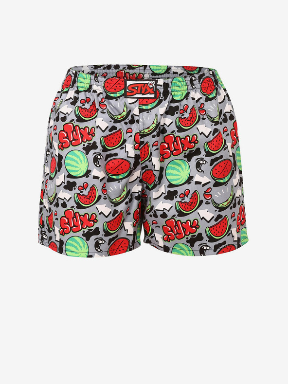 Styx Червени и сиви дамски шарени шорти за сън Styx Melons