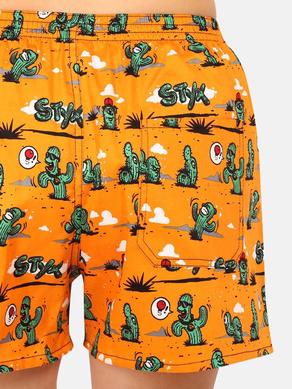 Styx Оранжеви дамски къси панталони за сън с шарка на Styx Cactus