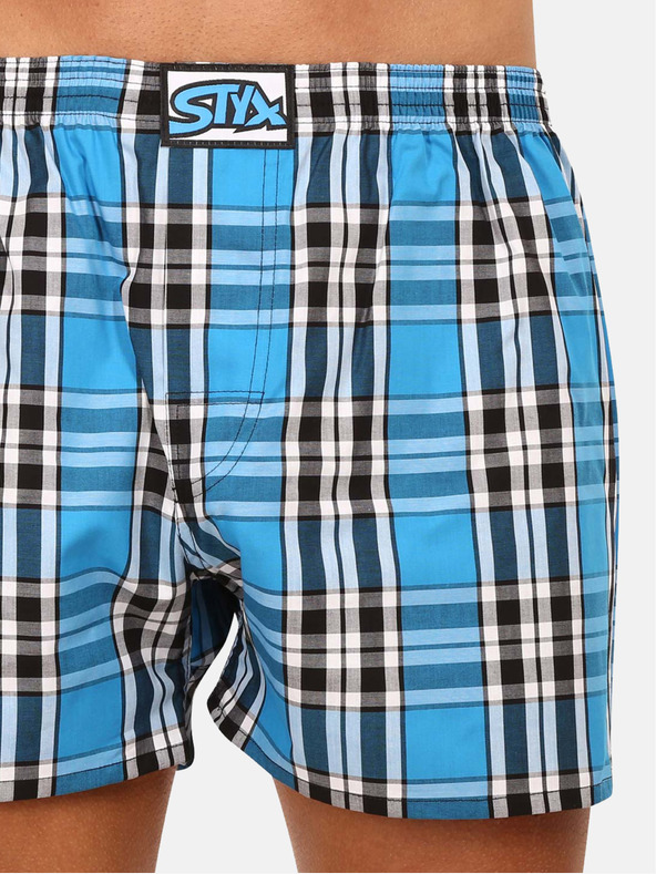 Styx Сини мъжки карирани къси панталони Styx
